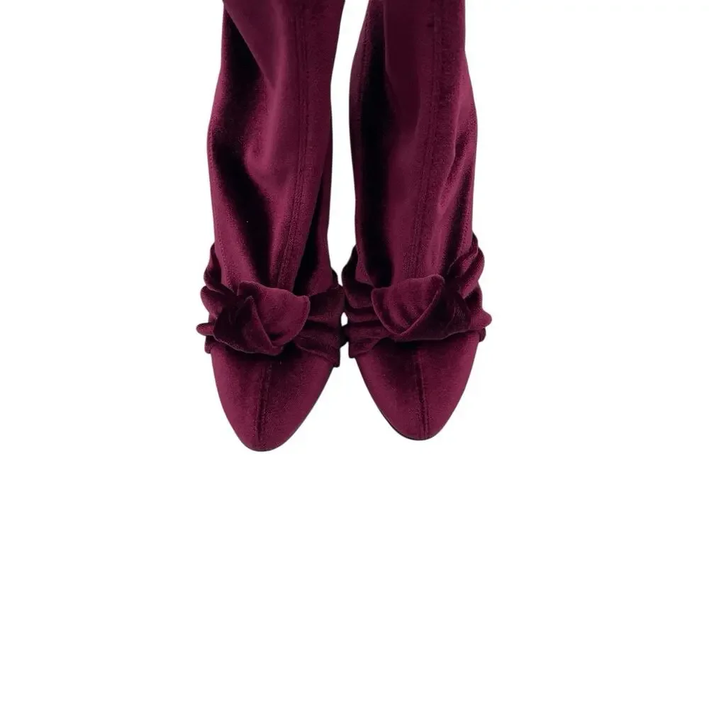 Giuseppe Zanotti Soft Velvet Bow Sock Ankle Boots Size 37 US 7 - Picture 3 of 11
